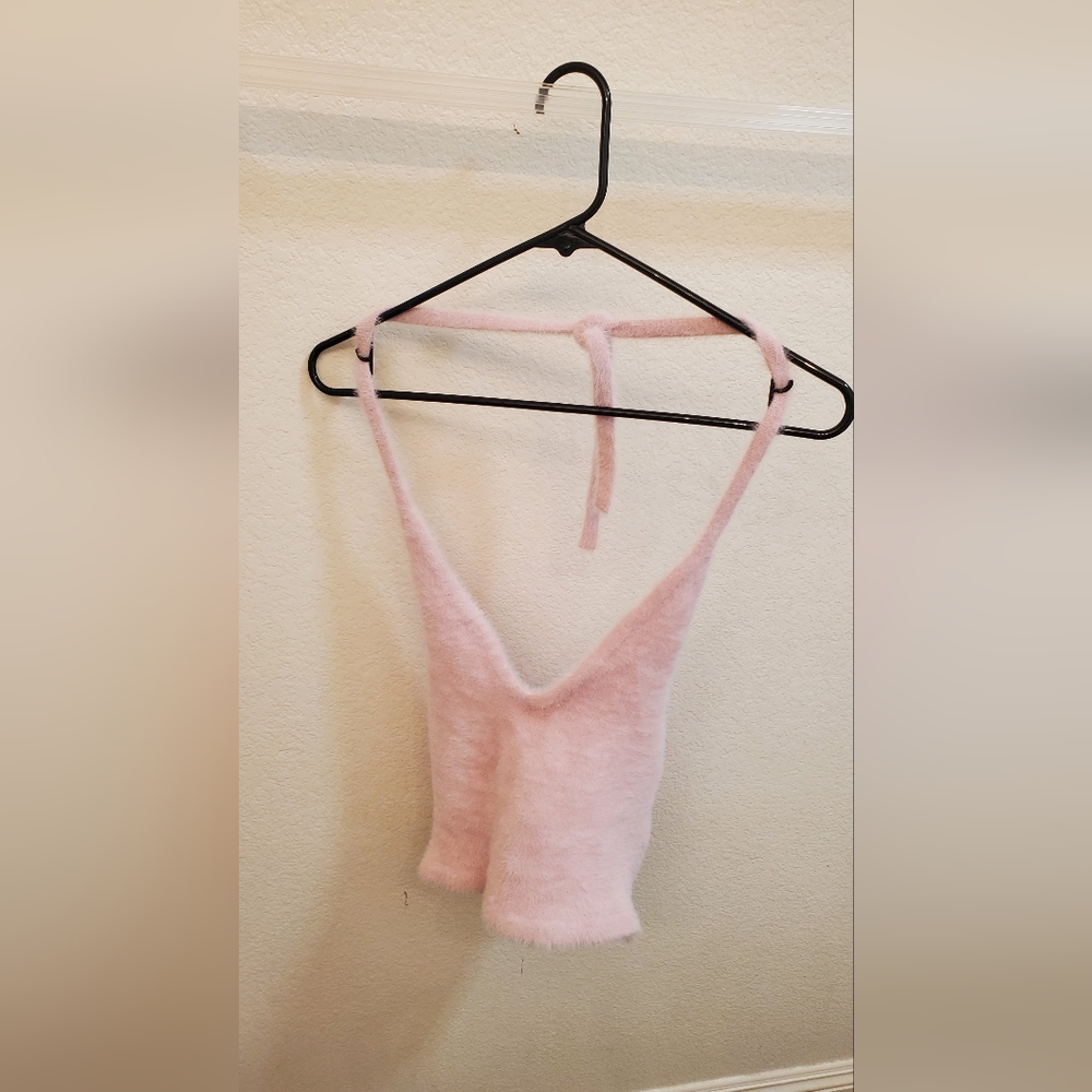 WHITNEY EYELASH KNIT MIDI HALTER TOP